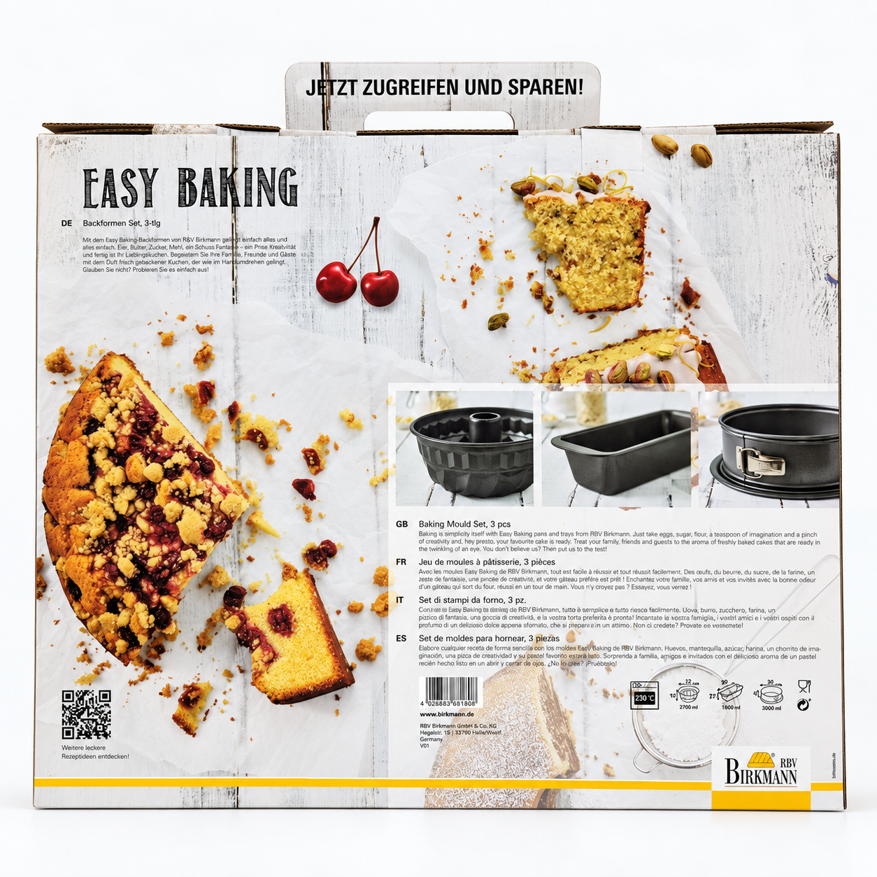Easy-Baking-Backformenset auf weißem Hintergrund