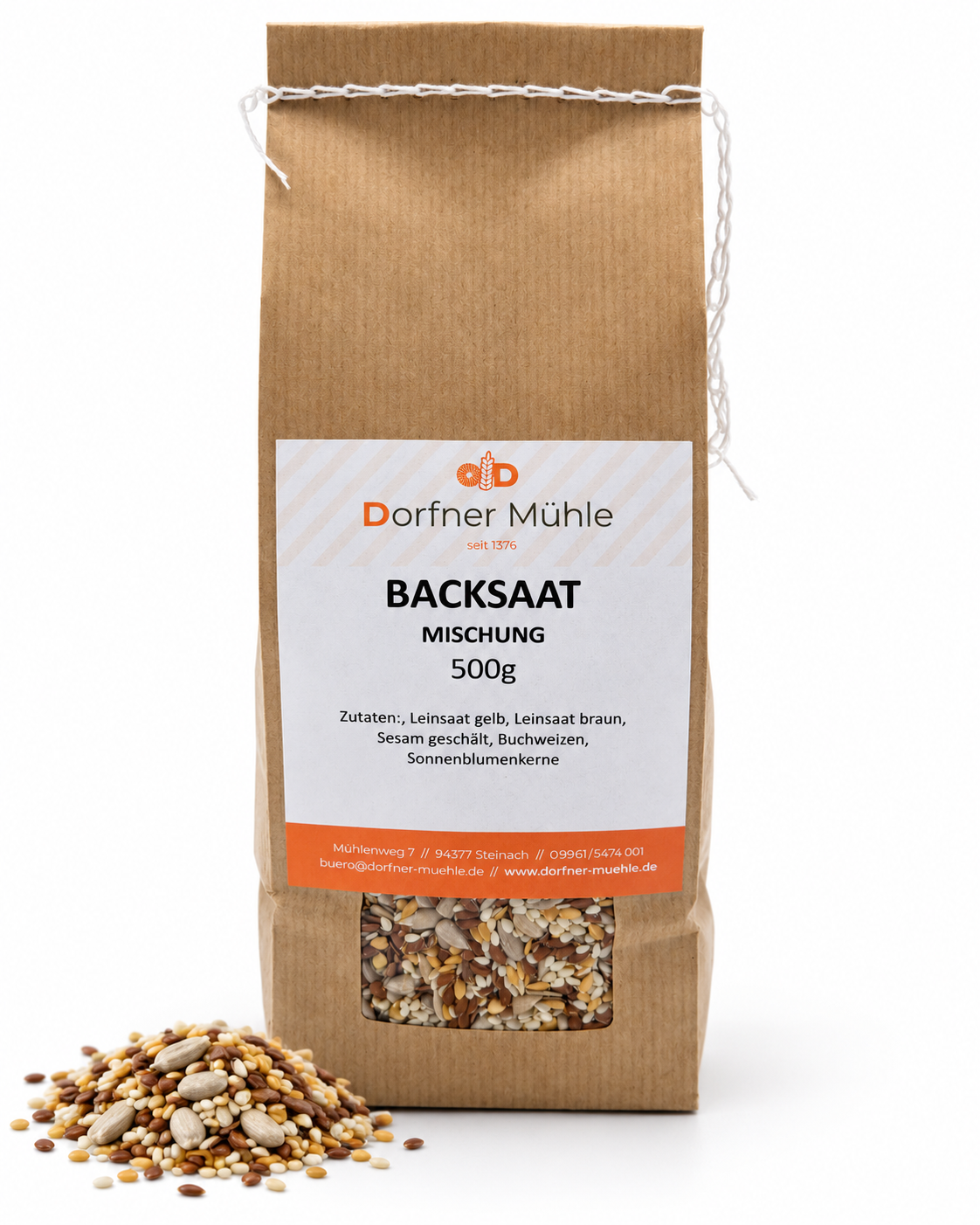 Kraftpapierbeutel mit Backsaatsmischung
